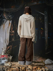 NOMANIAI Two-piece patchwork retro print hooded sweater