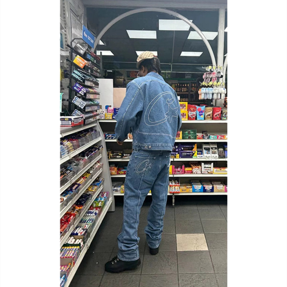 Drill Wind Devil Island Printed Gothic Denim Pants