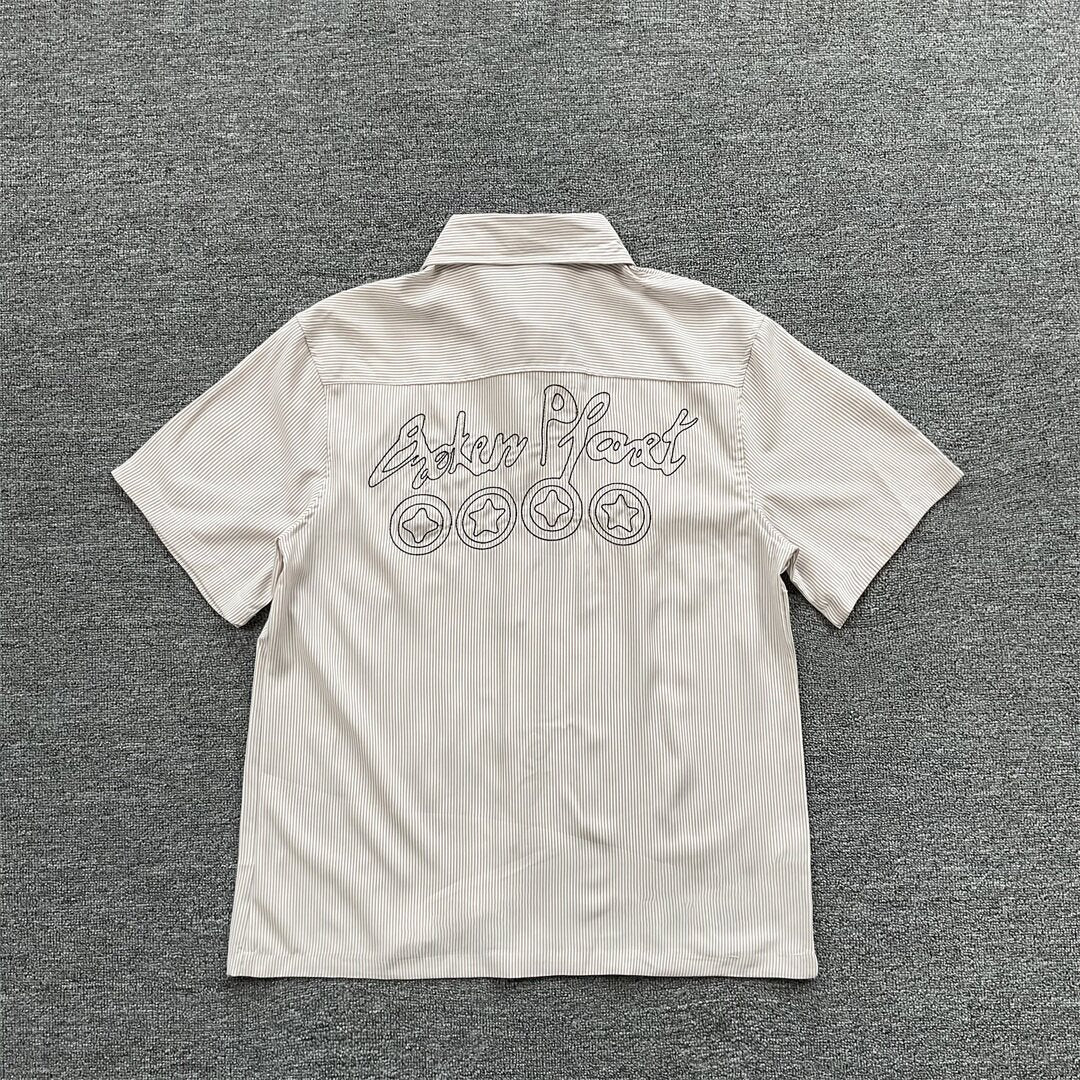 Broken Planet Striped Embroidered Short Sleeve Shirt
