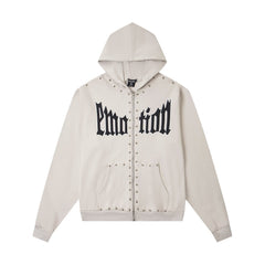 MIXED EMOTION Beaded Graphic Cotton Sweatsuit Set