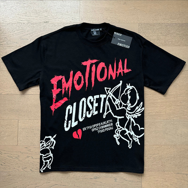 MIXED EMOTION Cupid Graphic Pure Cotton T-Shirt