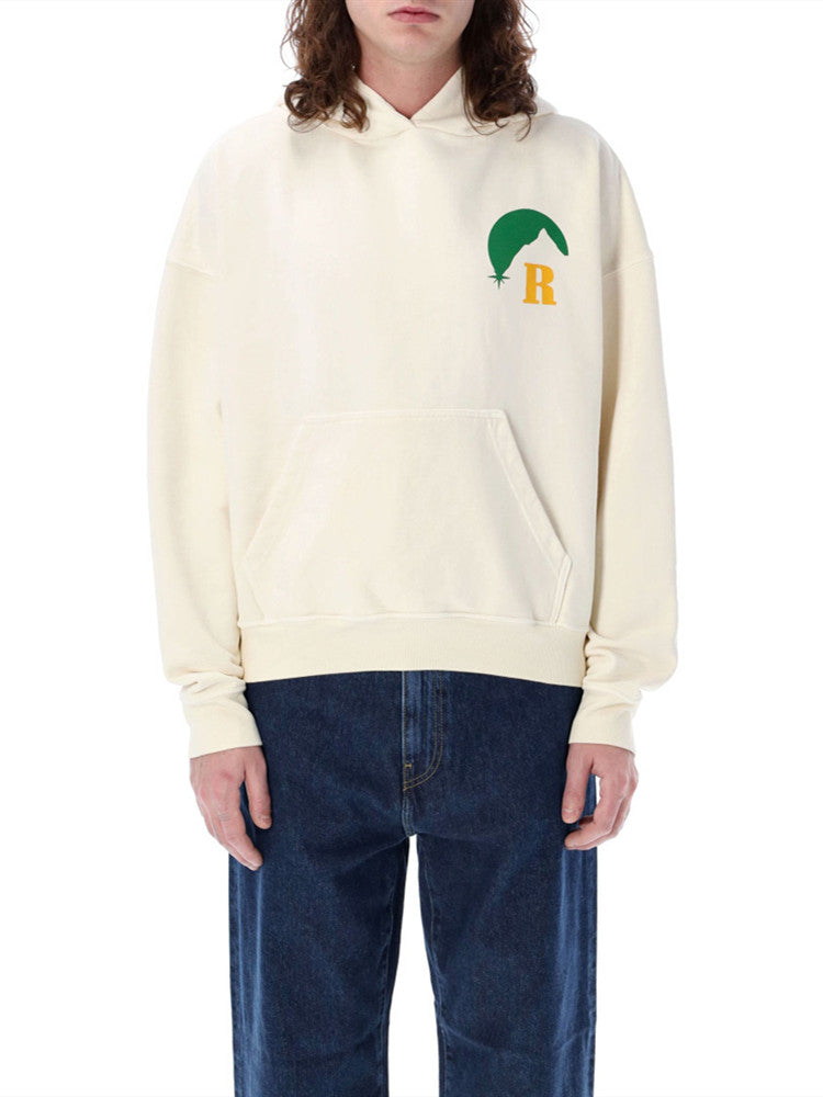 RHUDE Moonlight Mountain Graphic Retro American Fleece Hoodie