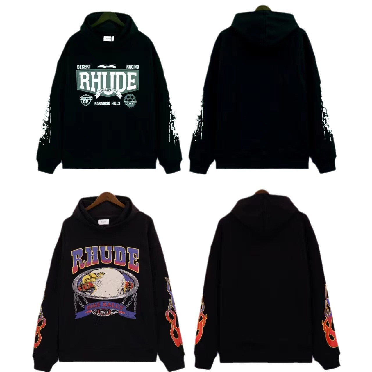 RHUDE American Streetwear Fleece Oversized Loose Hooded Pullover