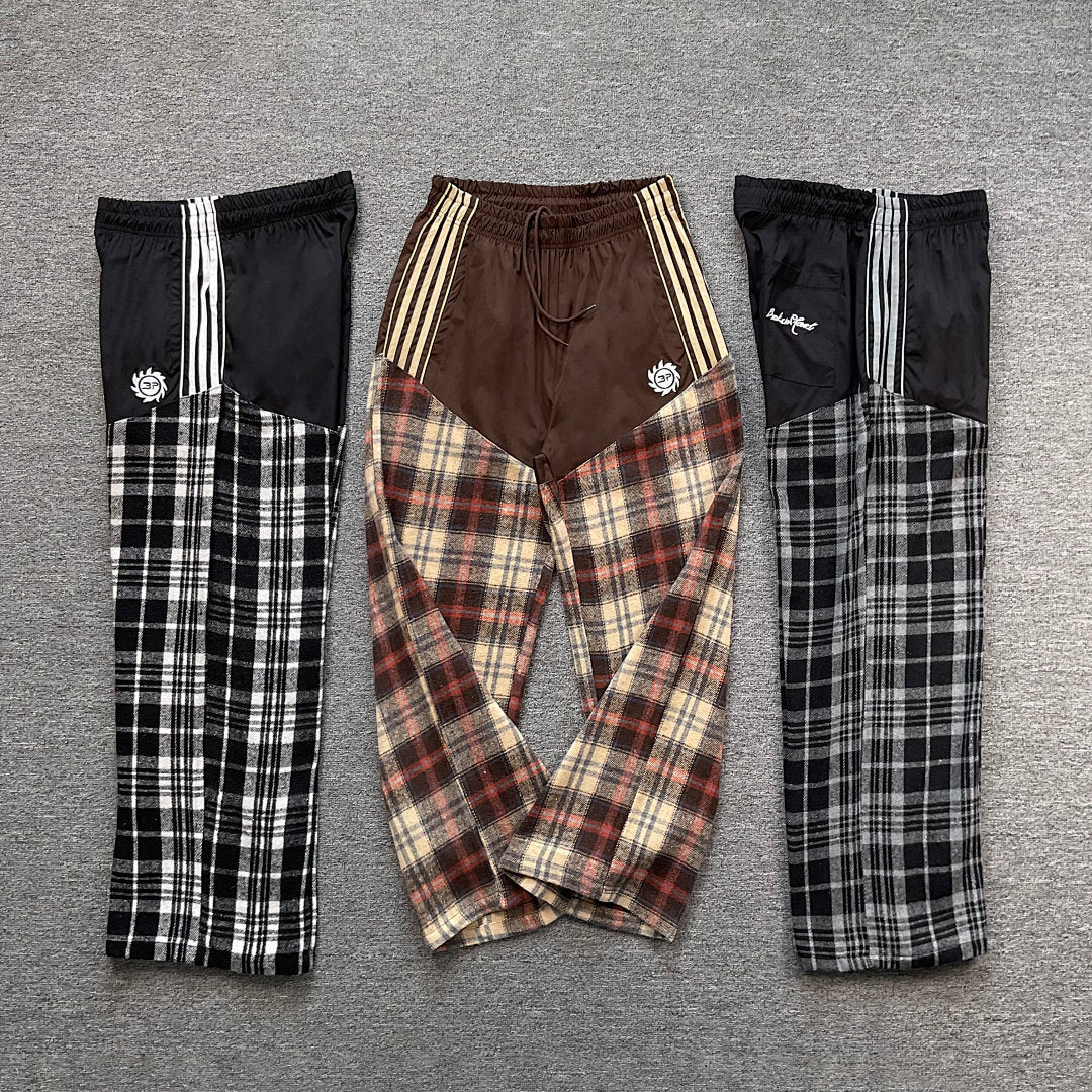 Broken Planet Contrasting Color Casual Striped Check Pants