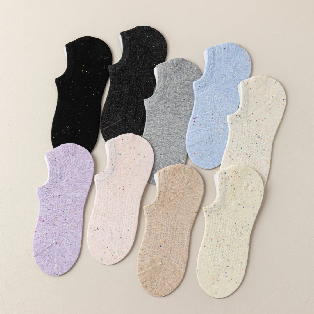 "Speckle Mist" Ultra-Thin Cotton Blend Mesh No-Show Socks