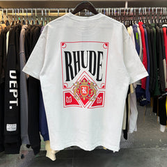 Rhude Card Print Loose-Fit Crew Neck Short Sleeve T-Shirt