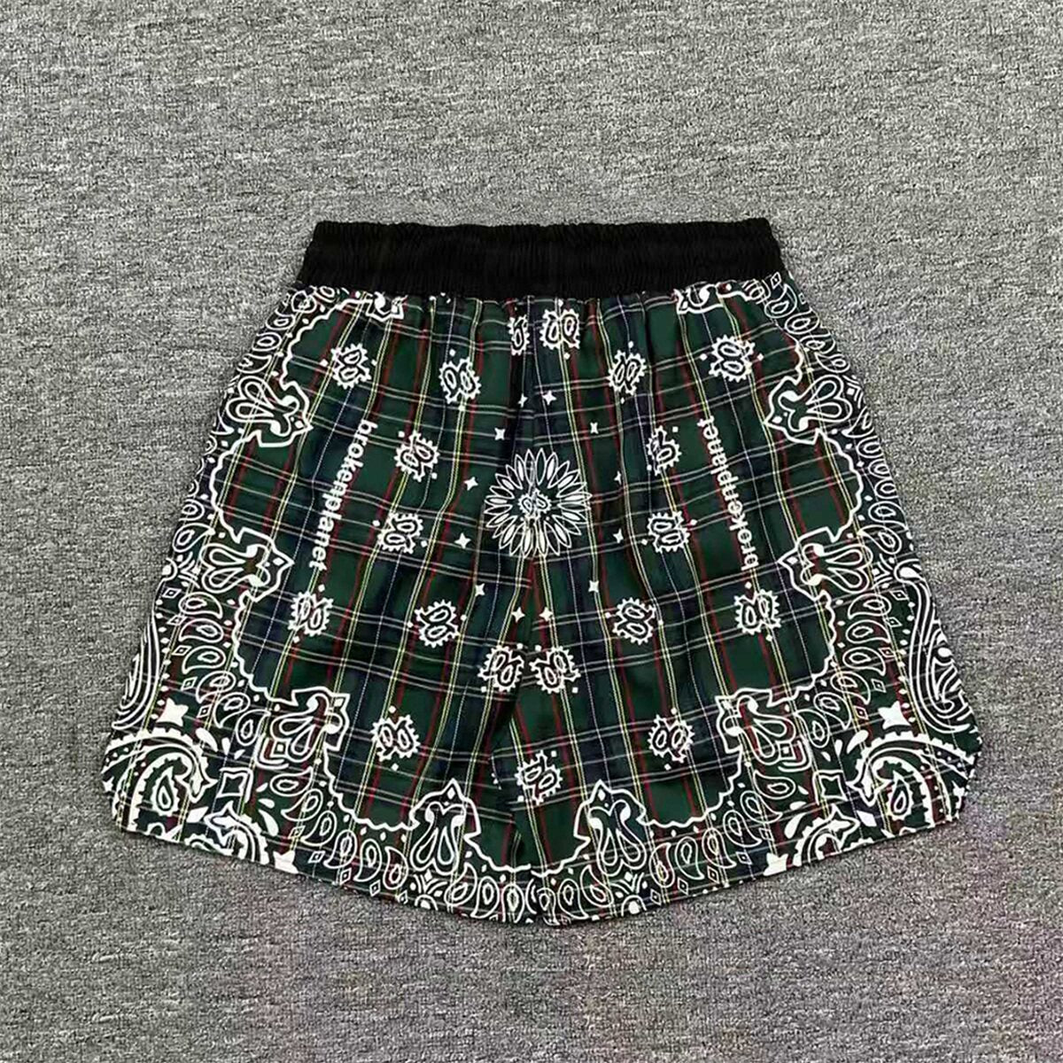 Broken Planet Paisley Plaid Loose Drawstring Shorts