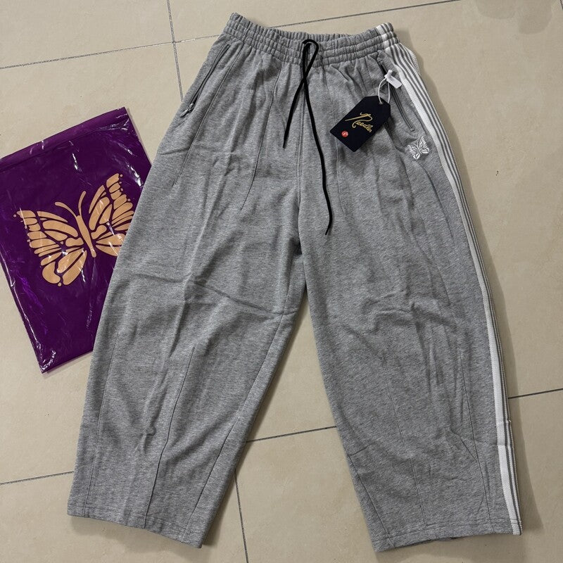 Needles Butterfly Embroidered Striped Straight Leg Pants