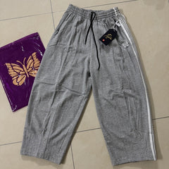 Needles Butterfly Embroidered Striped Straight Leg Pants