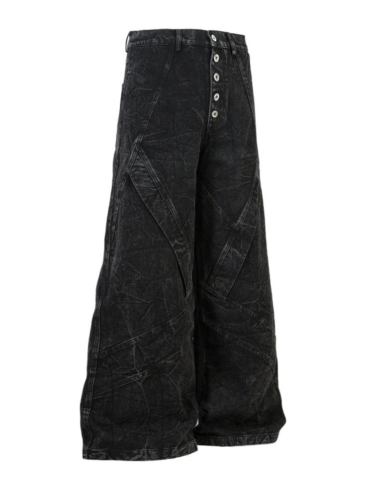 Knives Washed Jeans - Straight and Wide Leg Denim Pants