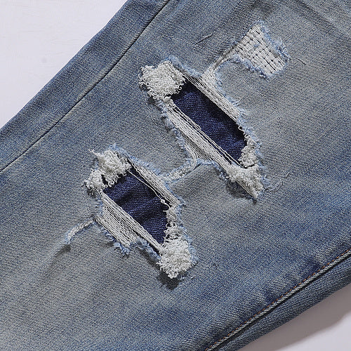 Purple Brand Men Black Patchwork Denim Jeans