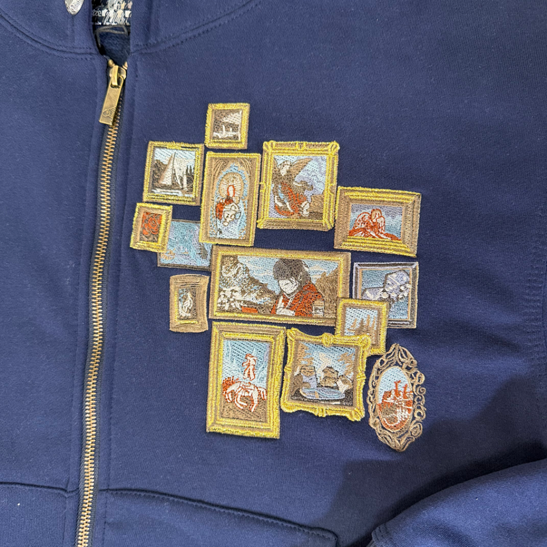 Derschutze Embroidered Loose-Fitting Hooded Shirt