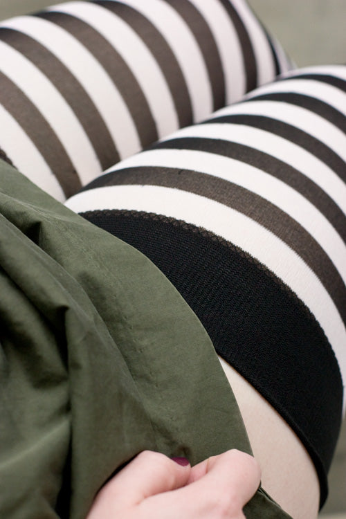 Plus Size Striped Nylon Thigh Highs