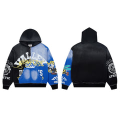 Vale Forever Blue Flame Skull Hoodie – Distressed Graphic Style