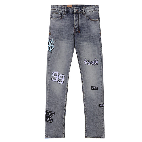 Ksubi Men Varsity Patch Slim Denim Jeans