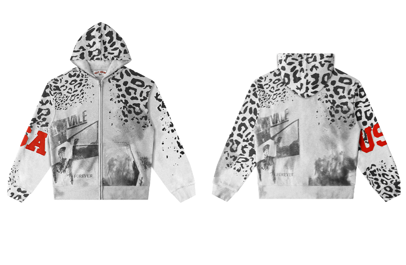 Vale Forever Leopard Archive Graphic Zip-Up Hoodie
