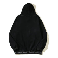 REVENGE embroidered loose fleece hooded sweater