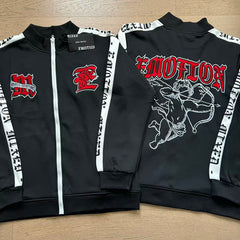 Mixed Emotion Street Embroidery Sporty Casual Suit
