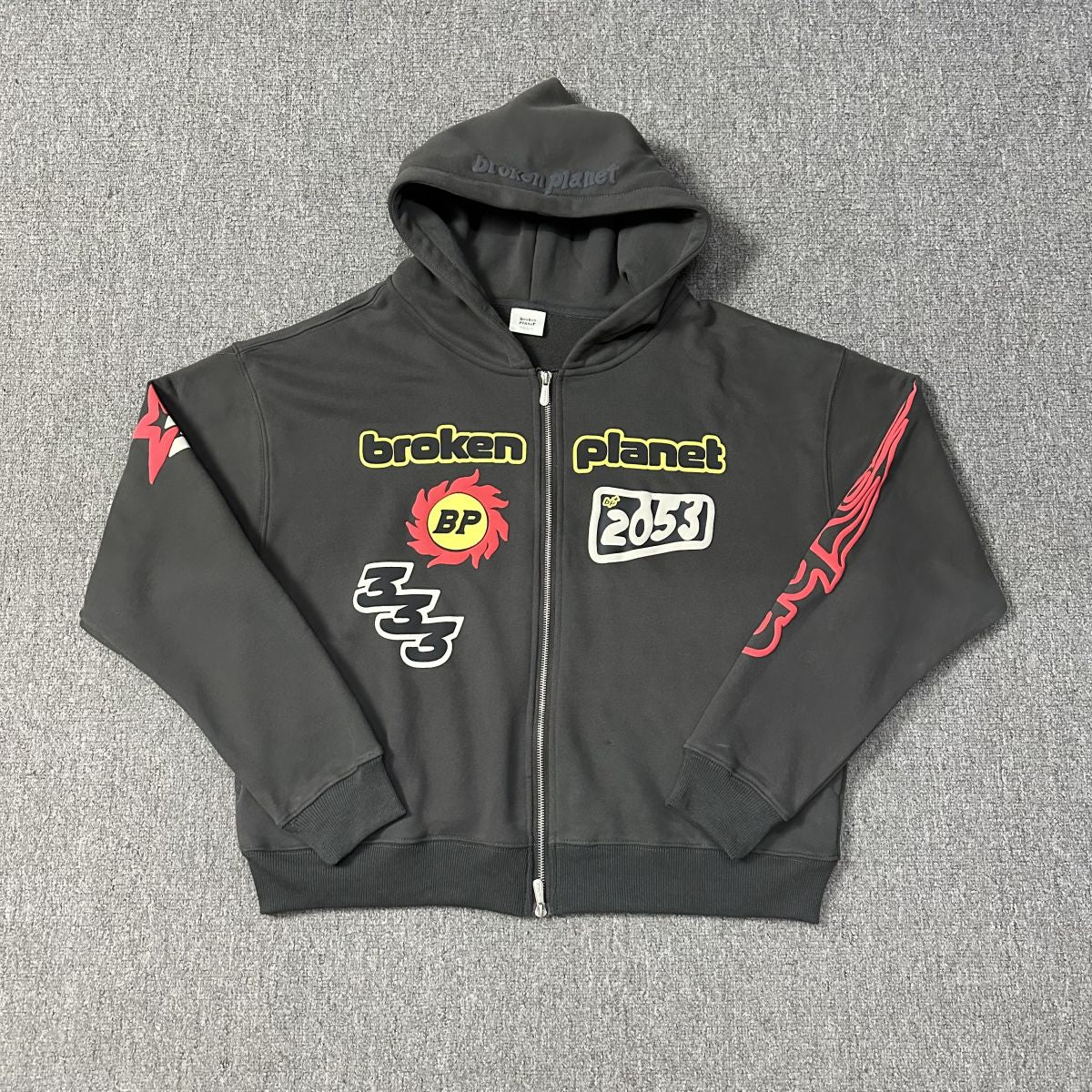 Broken Planet Puff Print Zip Hoodie Tracksuit Set