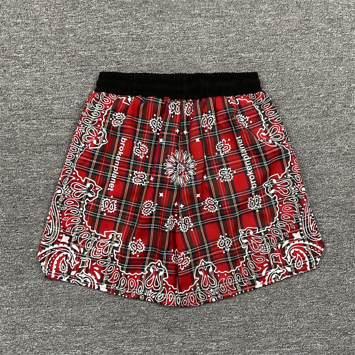 Broken Planet Paisley Plaid Loose Drawstring Shorts