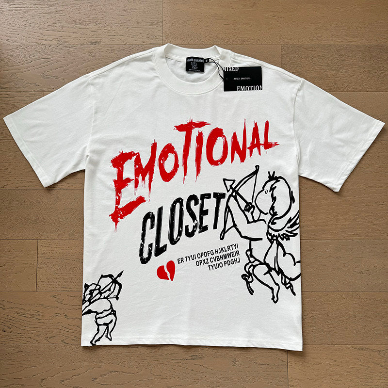 MIXED EMOTION Cupid Graphic Pure Cotton T-Shirt