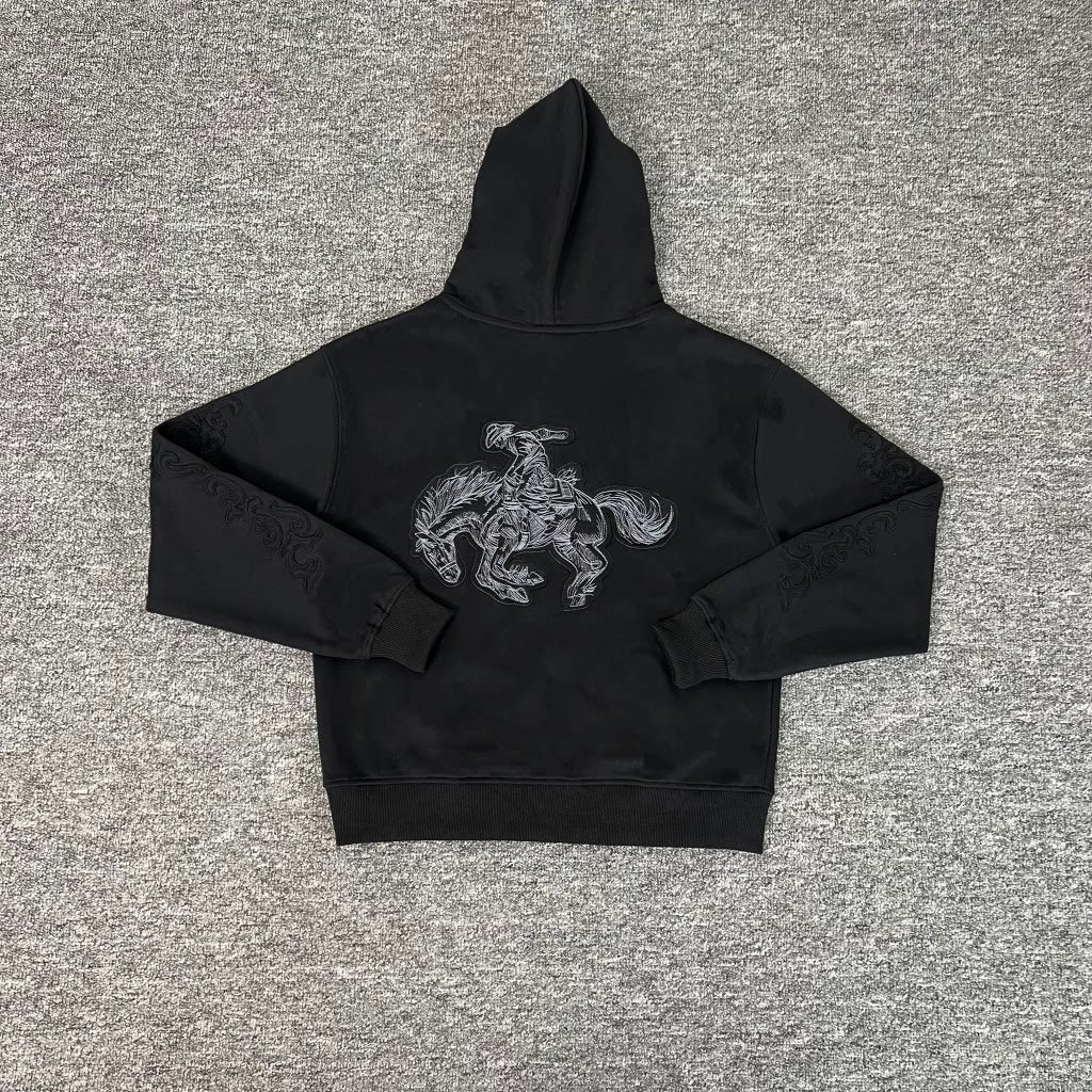 Derschutze Warhorse Applique Zip Up Fleece Hoodie