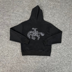 Derschutze Warhorse Applique Zip Up Fleece Hoodie