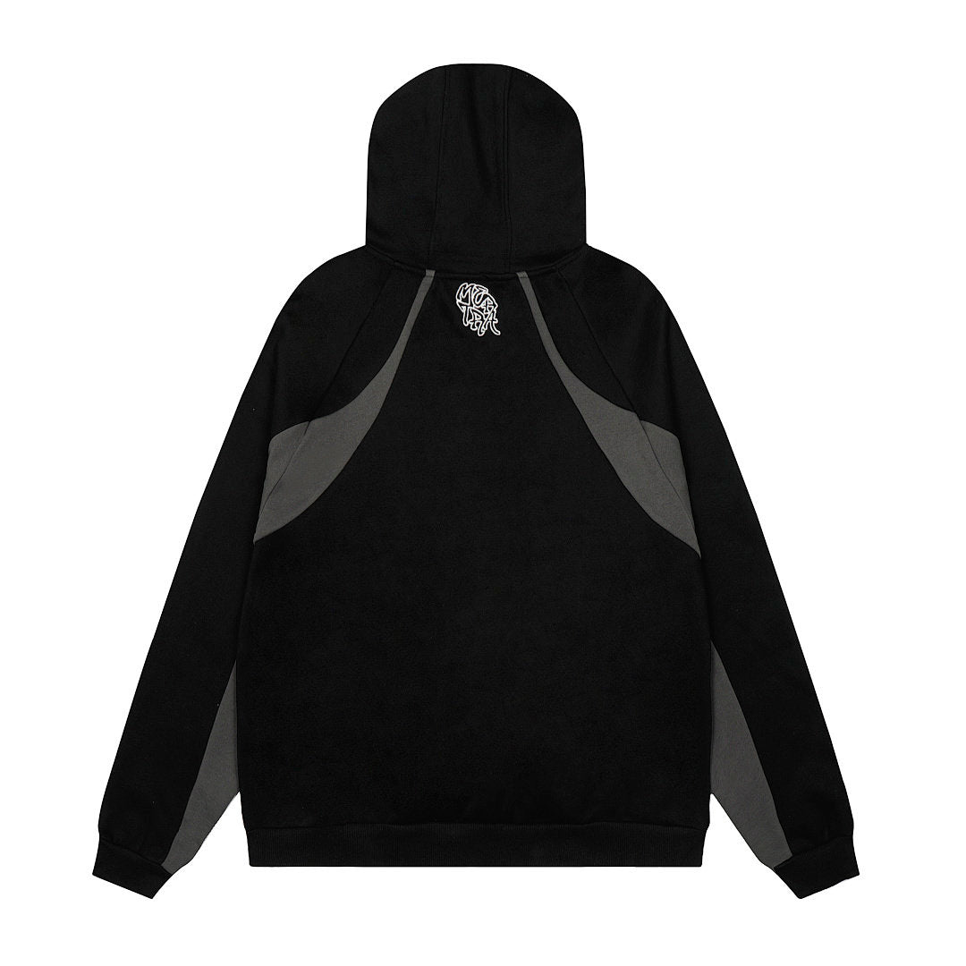 Mertra Contrasting-color embroidered fleece pullover jacket