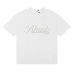 Rhude Sketch Logo Printed Comfortable Loose-Lined Couple T-shirt