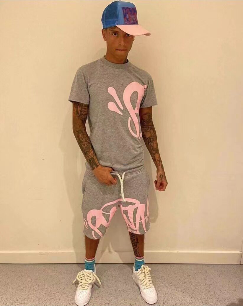 SynaWorld sports outfit - Y2k top, hip-hop drawstring shorts