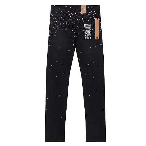 Ksubi Men Rhinestone Slim Fit Black Jeans
