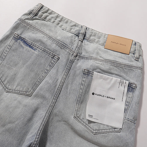 Purple Brand Men Light Blue Distressed Denim Shorts