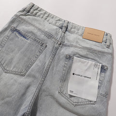 Purple Brand Men Light Blue Distressed Denim Shorts