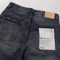Purple Brand Men Dark Blue Denim Streetwear Shorts