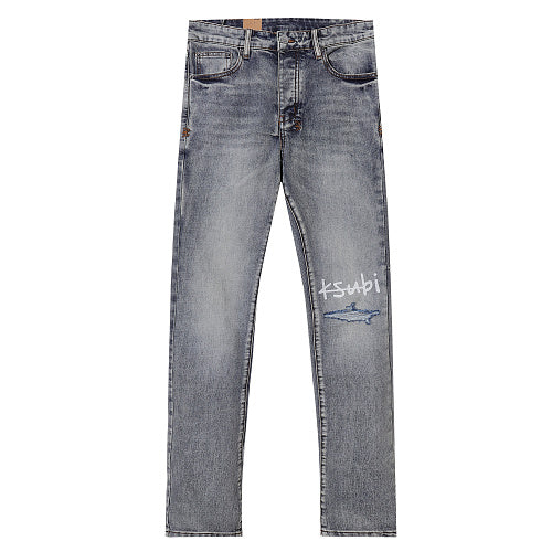 Ksubi Men Knee Distressed Slim Denim Jeans