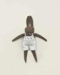 Polka Dot Club Brown Rabbit in Hand Knit Overalls