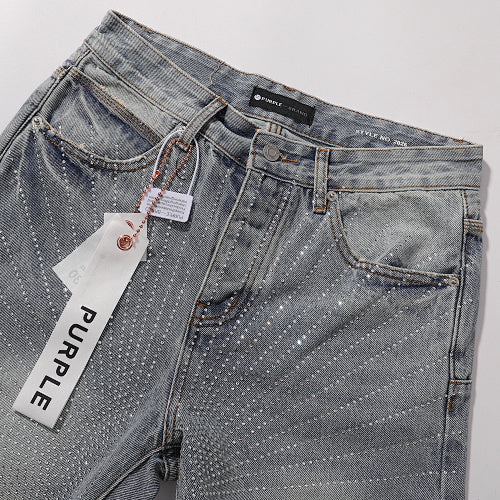 Purple Brand Men Rhinestone Straight Wide Leg Jeans