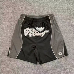Broken Planet Letter Print Color Block Beach Shorts