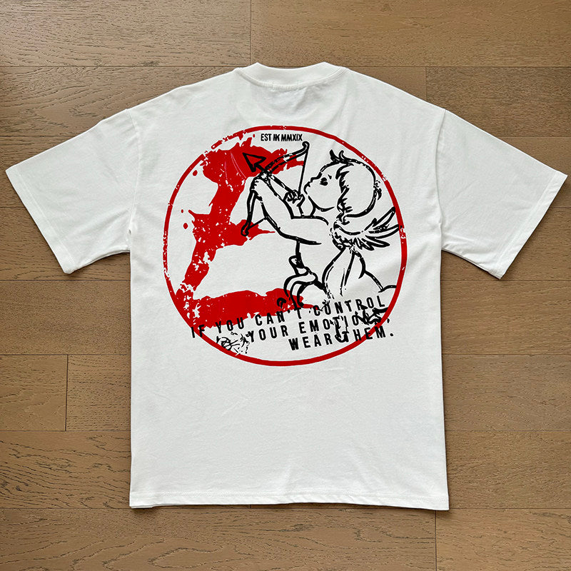 MIXED EMOTION Cupid Graphic Pure Cotton T-Shirt