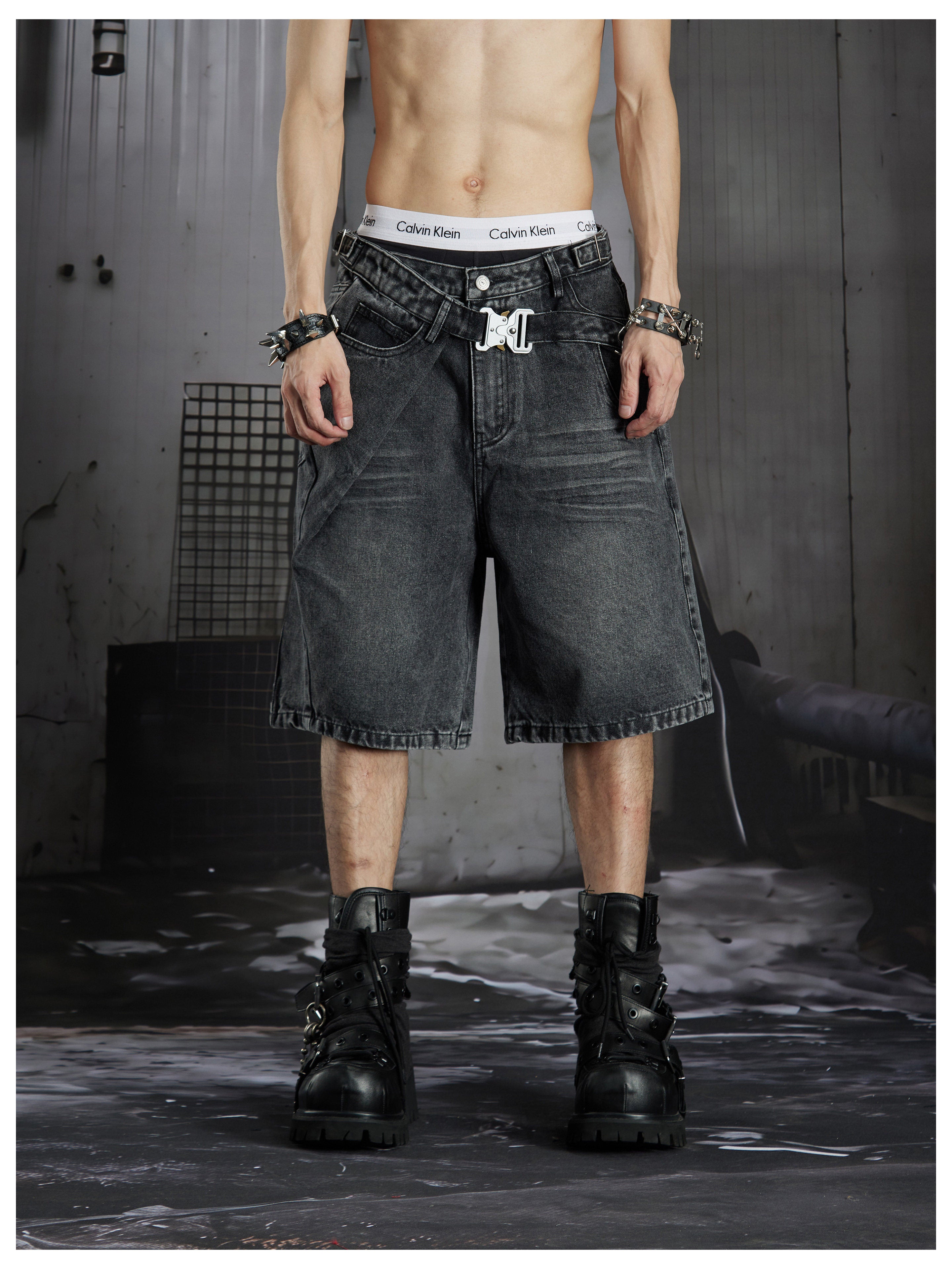 NOMANIAI Double waist top style old-fashioned five-pocket pants