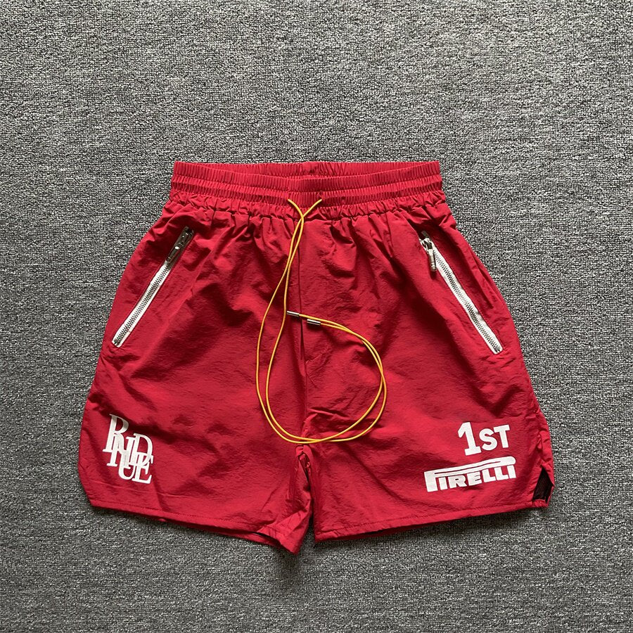 Rhude x Pirelli collaboration summer casual shorts