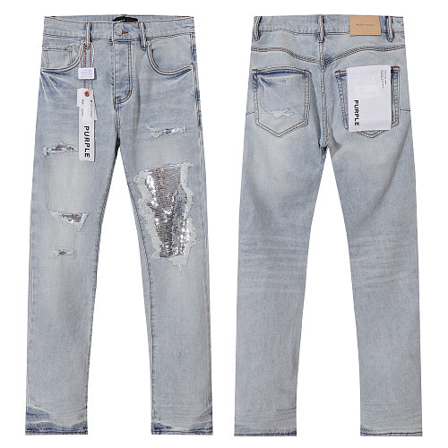 Purple Brand Men Blue Denim Luxury Streetwear Jeans