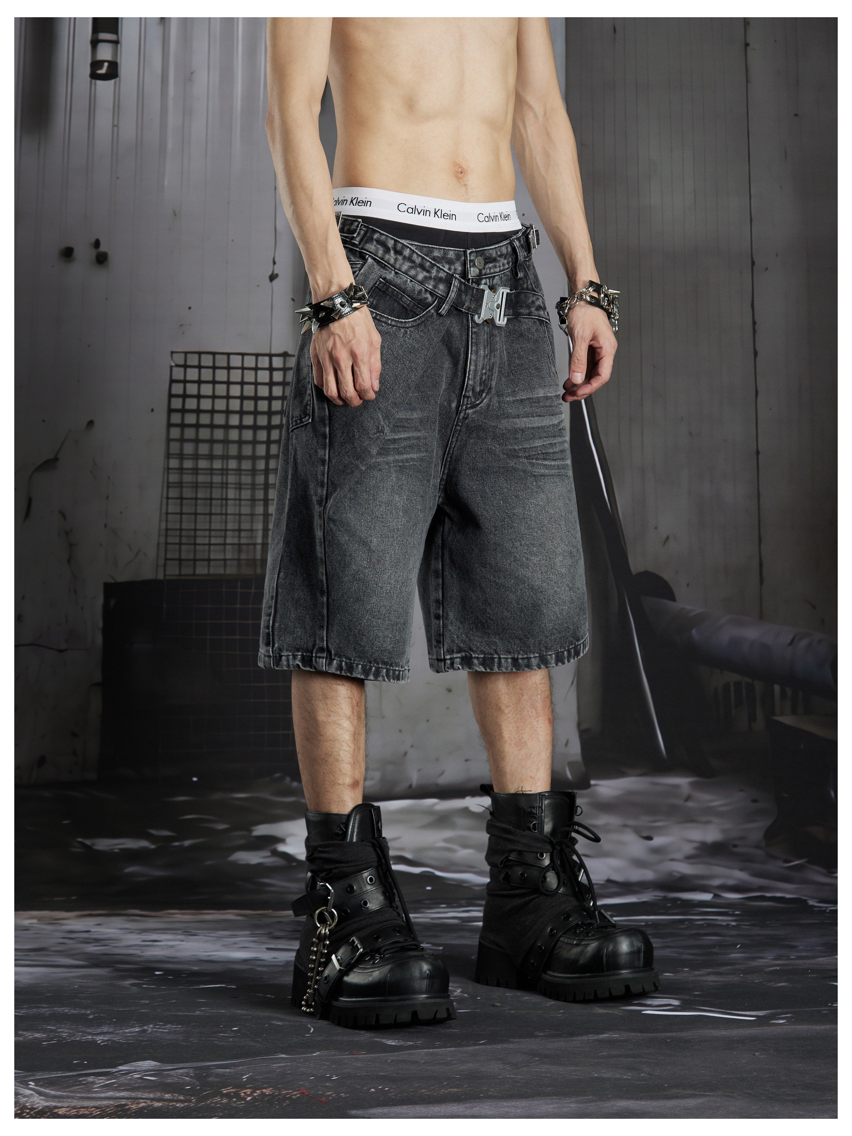 NOMANIAI Double waist top style old-fashioned five-pocket pants