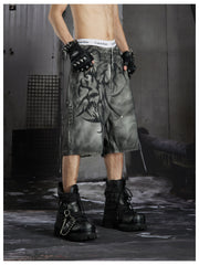 NOMANIAI Dark Vanguard Y2K Hand-painted Rivet Five-Piece Pants