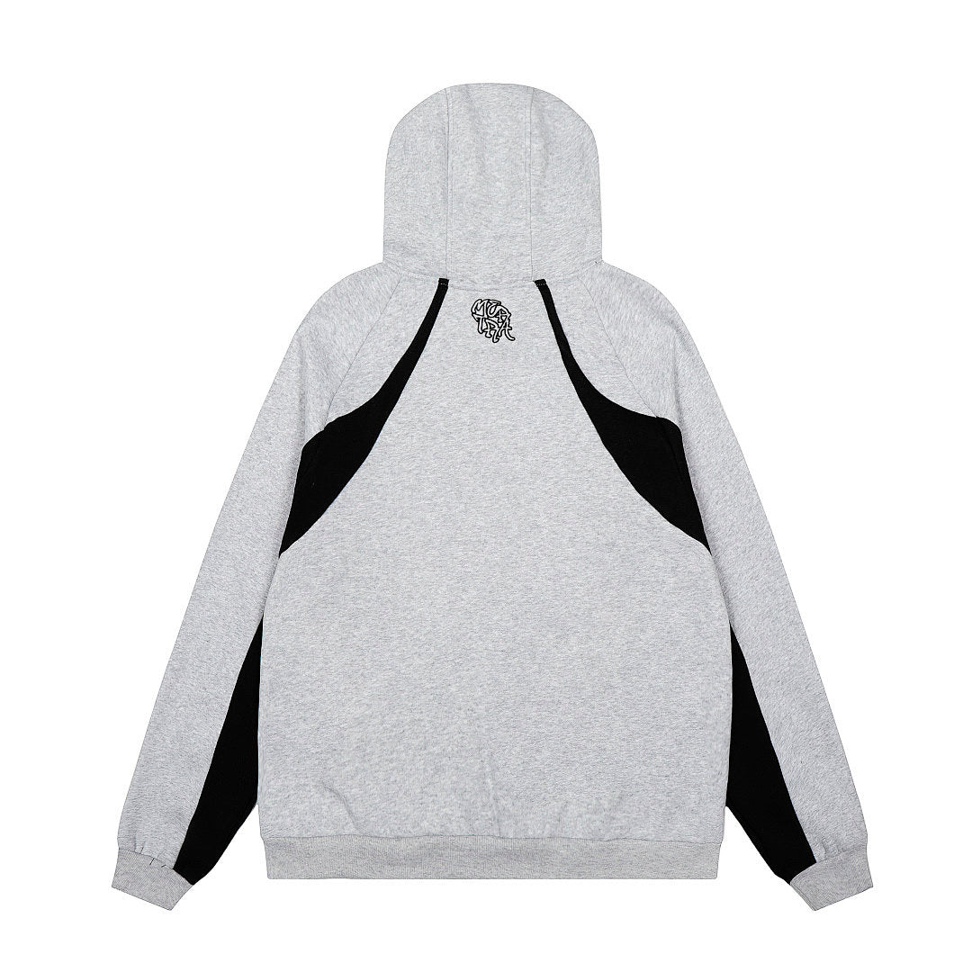 Mertra Contrasting-color embroidered fleece pullover jacket