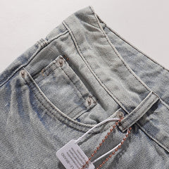 Purple Brand Men Light Blue Distressed Denim Shorts