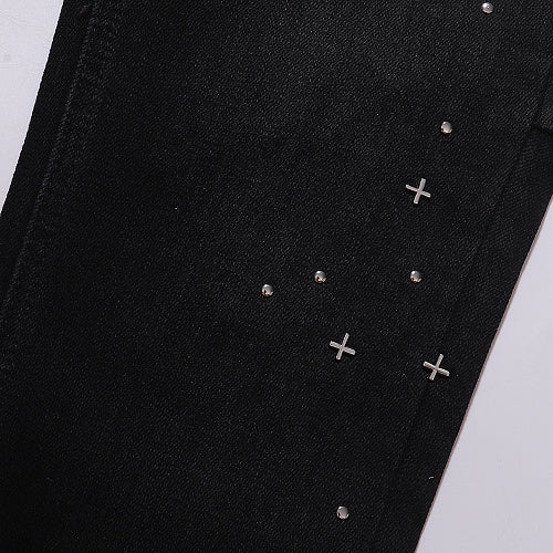 Ksubi Men Rhinestone Slim Fit Black Jeans