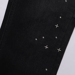 Ksubi Men Rhinestone Slim Fit Black Jeans