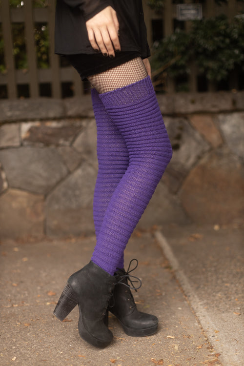 Slinky Thigh High Socks - Purple