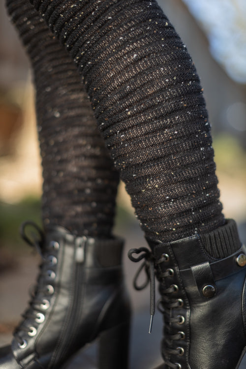 Slinky Tweed Knit Thigh High Socks